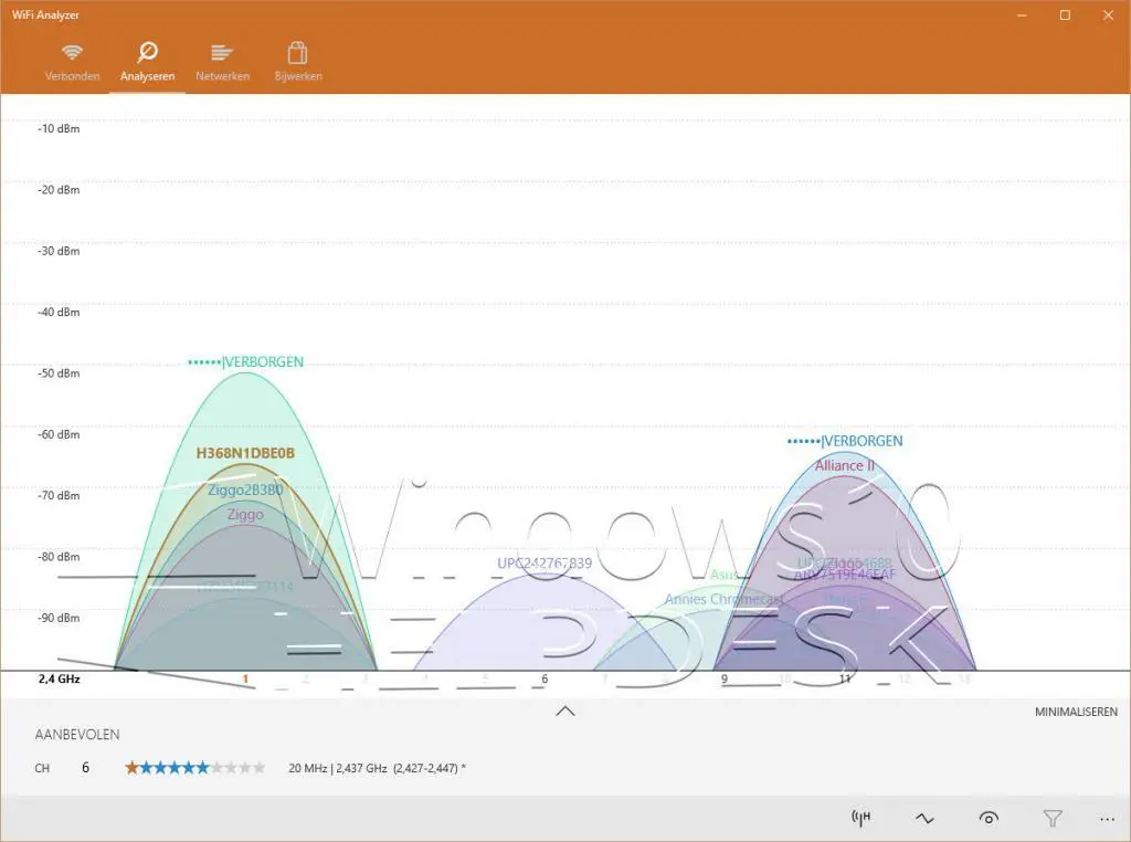 Windows 10 en 11 WiFi analyzer app