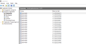 de logboeken in windows de kolom niveau