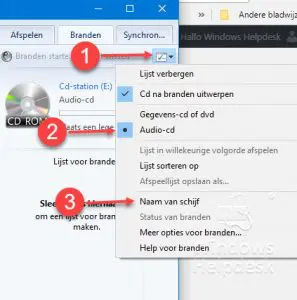 instellingen windows media player