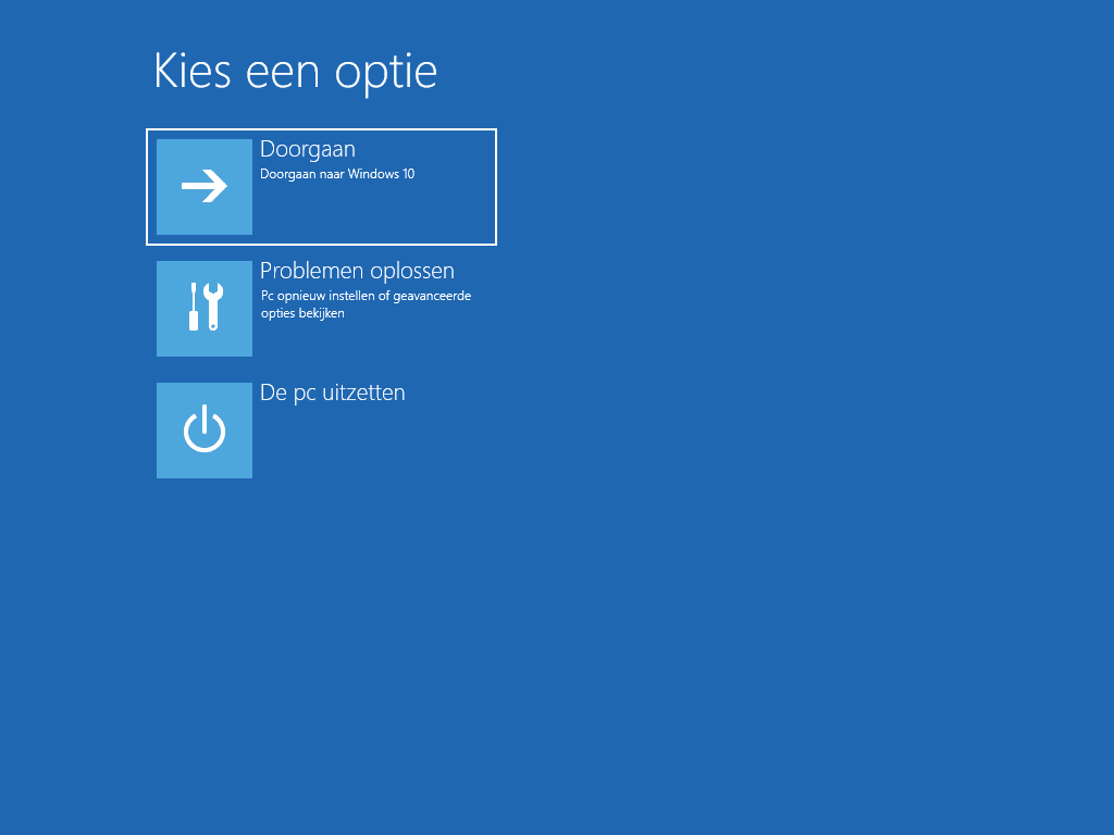 Kies een optie, voor fabrieksherstel