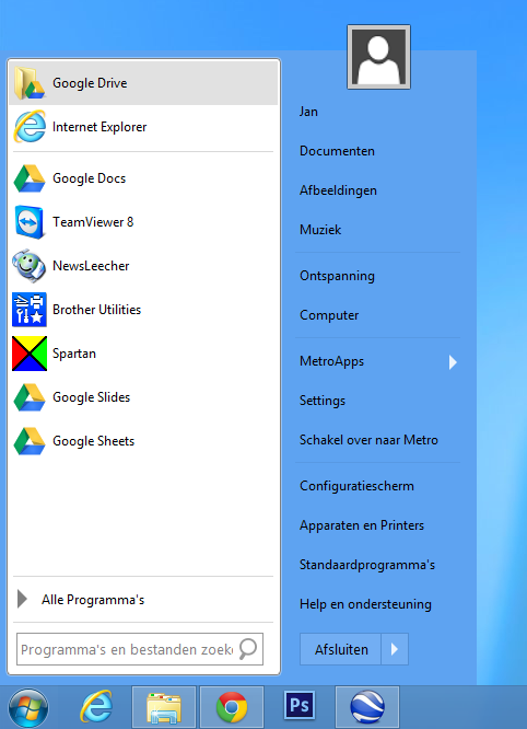De Windows 8 startknop