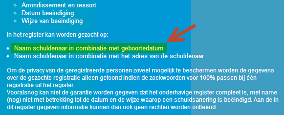 Landelijk Register Schuldsaneringen register
