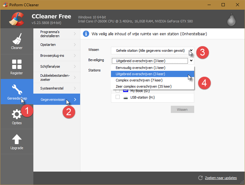 Harde schijf wissen Ccleaner