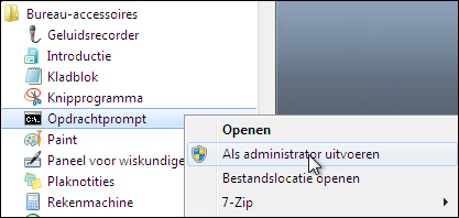 Command prompt Windows Vista en 7 opstarten