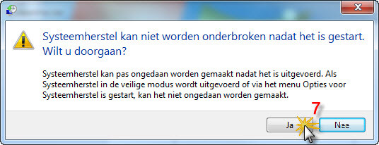 Systeemherstel kan niet worden onderbroken
