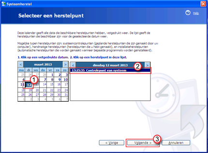 Hersteldatum kiezen
