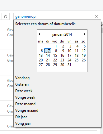 Kalender zoeken op datum