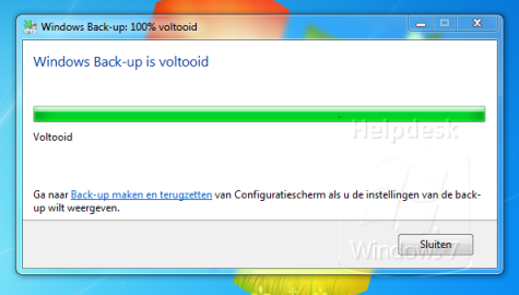 Back-up is voltooid