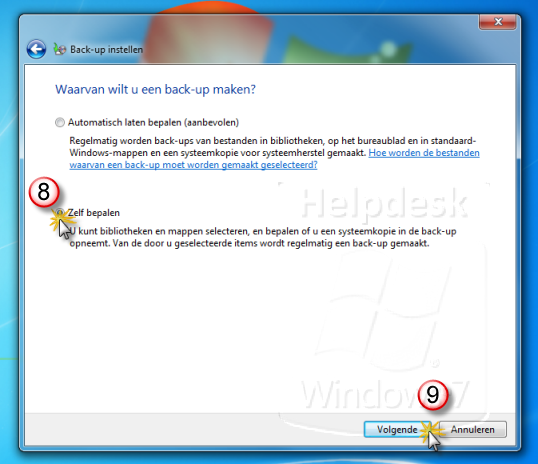 Back-up plaats kiezen