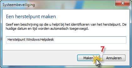 Herstelpunt een naam geven