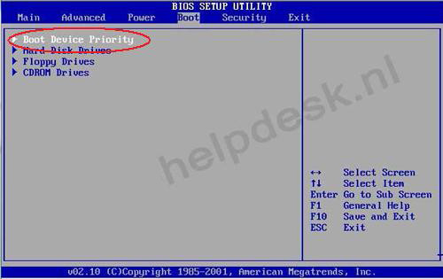 instellen voor opstarten DVD/CD bios