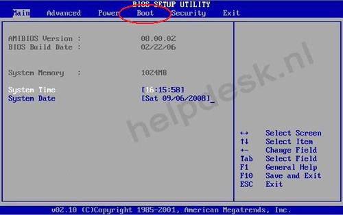 Opstarten vanaf de DVD/CDROM