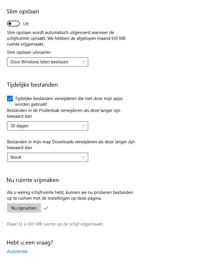 wijzigen hoe ruimte wordt vrijgemaakt