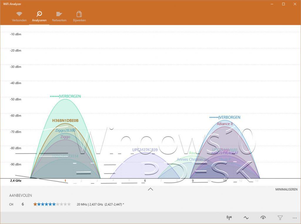 Windows 10 en 11 WiFi analyzer app