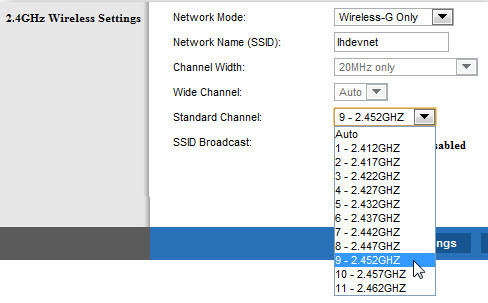 Kanaal aanpassen router