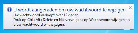 U wordt aangeraden om uw wachtwoord te wijzigen.