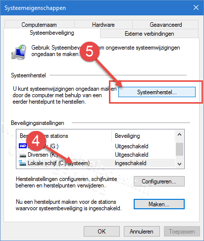 systeemherstel activeren