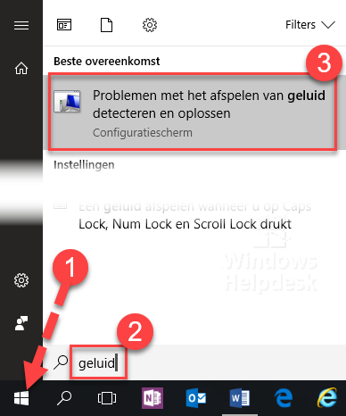 Geluid probleemoplosser starten