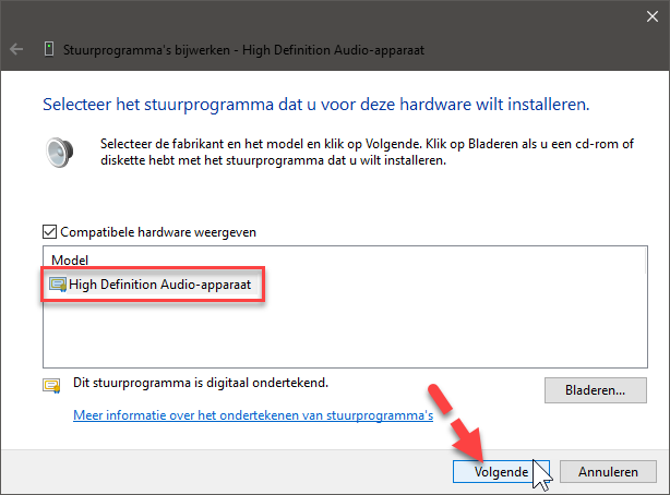 standaard windows geluids driver installeren