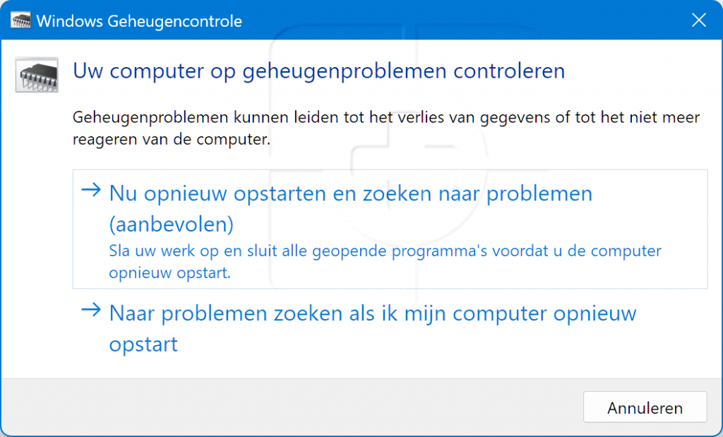 geheugencontrole-windows