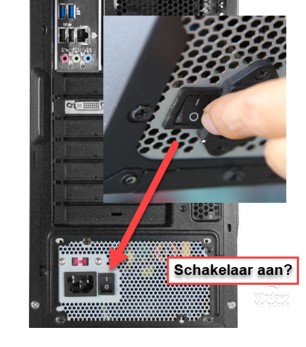 Computer start niet op, schakelaar voeding aan?