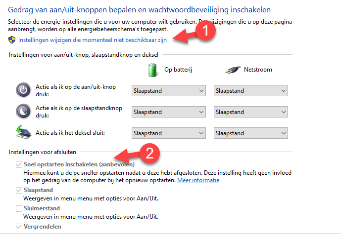 snel starten aan of uit zetten