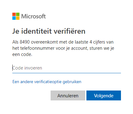 verificatie microsoft wachtwoord