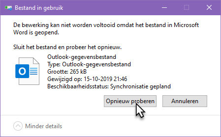 Bestand in gebruik verwijderen lukt niet