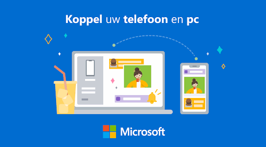 pc en mobiel telefoon koppel en deel