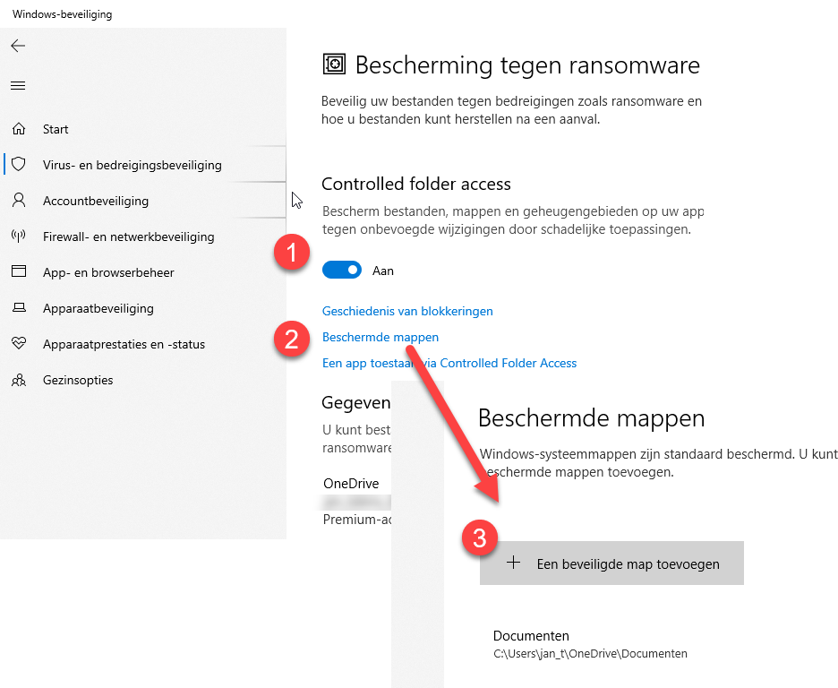 beschermde map toevoegen