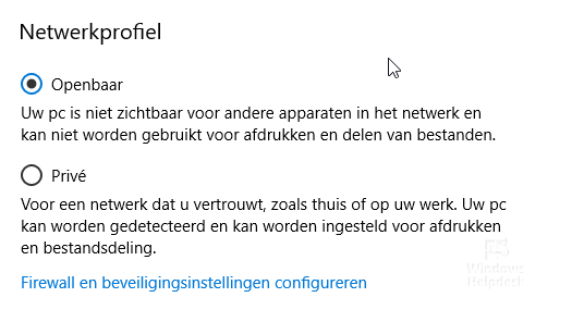 Openbaar netwerk bestanden delen uitzetten