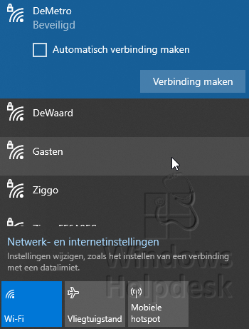 WiFi automatisch verbinding maken uitzetten