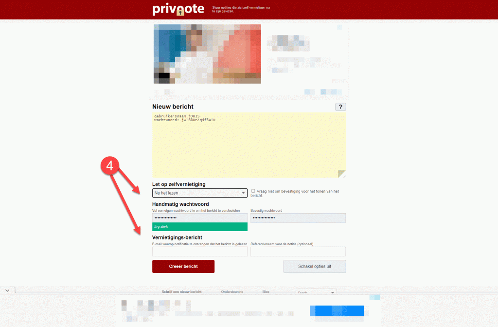 instellingen opties zelfvernietigend email bericht