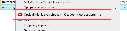 maximale limiet Onedrive is overschreden