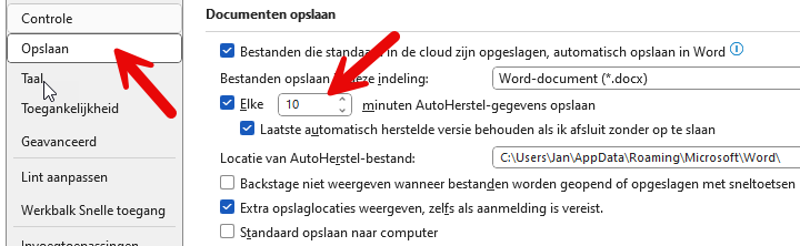 auto herstel Word tijd
