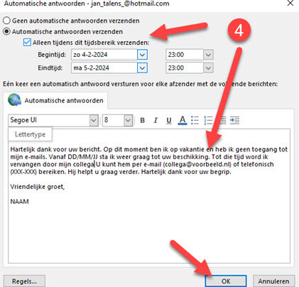 automatisch antwoord samenstellen outlook app