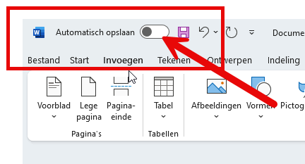 automatisch opslaan in Word