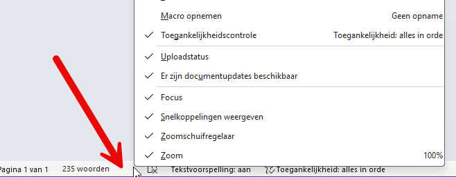 statusbalk aanpassen word