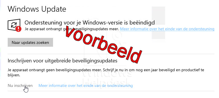 Windows 10 inschrijven voor verlenging updates