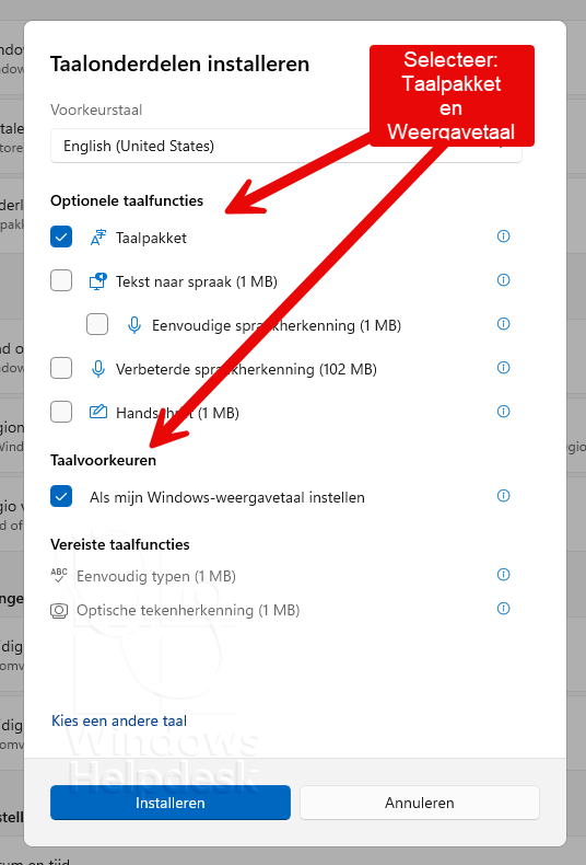 weergavetaal Windows 11 omzetten