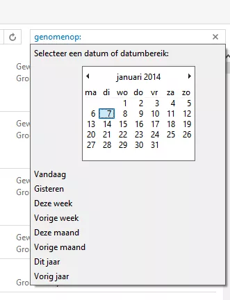 Kalender zoeken op datum
